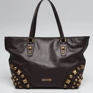 Burberry Choco Brown Leather Mega-Stud Nickie Tote